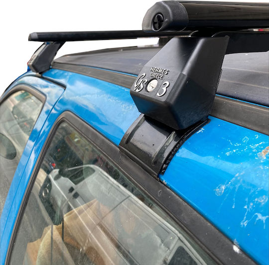 Hermes Μπάρες Οροφής Αλουμινίου για Renault Twingo (Σετ με πόδια) Μαύρες