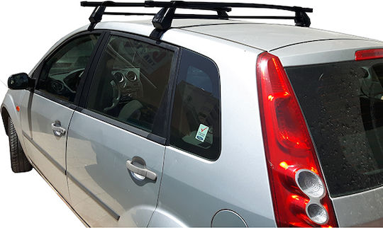 Hermes Steel Car Roof Bars for Ford Fiesta 2002-2008 Set with Roof Rack Legs Black