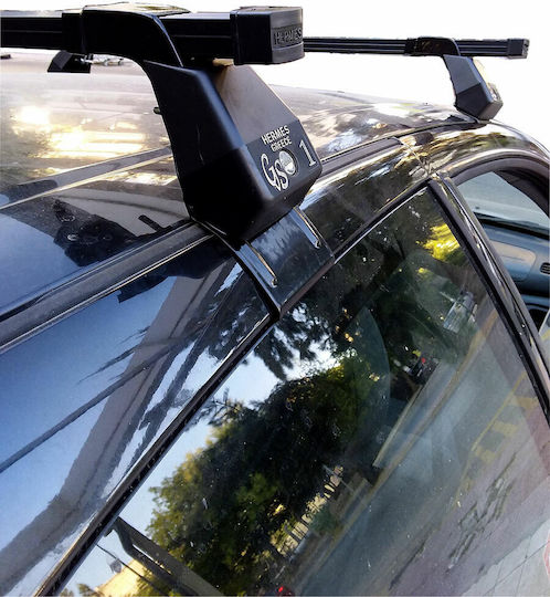Hermes Steel Car Roof Bars for Nissan Almera 3D Set with Roof Rack Legs Black