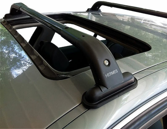 Hermes Steel Car Roof Bars for BMW Series 3 2005-2012 Set with Roof Rack Legs Black