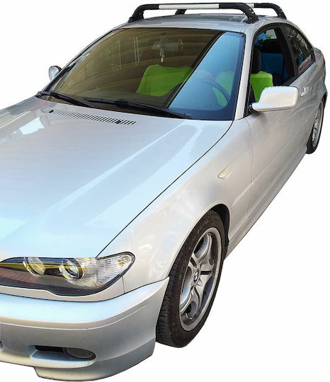 Hermes Metallic Car Roof Bars for BMW Series 3 1999-2006 Set with Roof Rack Legs Black