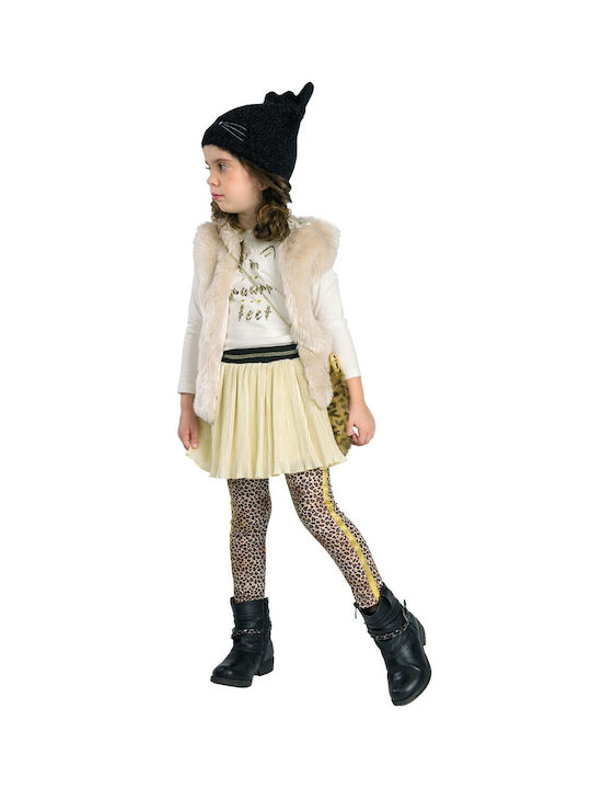 Energiers Kids Fur Coat Sleeveless ecru