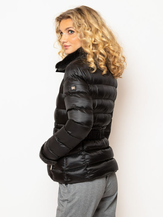 Scurtă Jachetă de femei Puffer pentru iarnă Negru