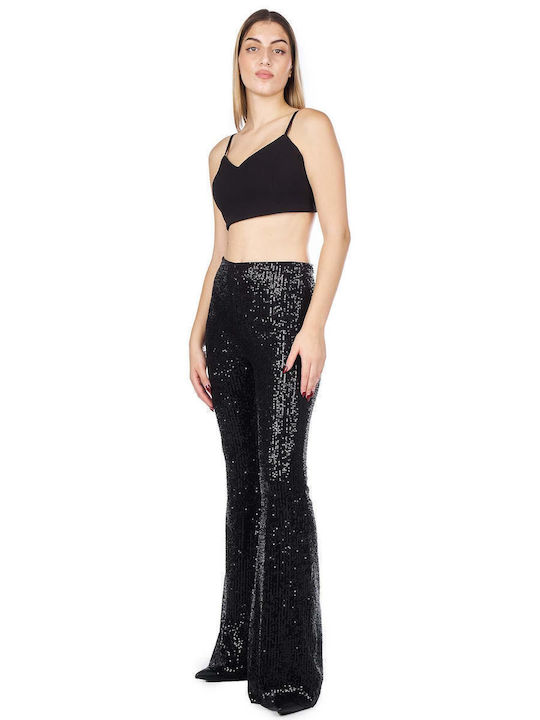 Γυναικείο Crop Top Αμάνικο με V Λαιμόκοψη Μαύρο