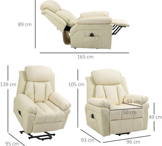 Фотьойл Relax С поставка за крака Cream 96x93x105см