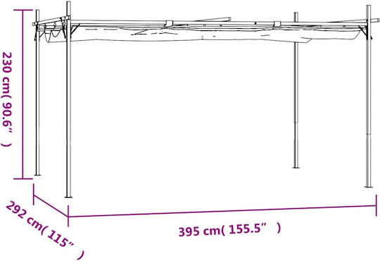Gartenlaube Aus Metall Mit Decke In Brauner Farbe 395x292x230cm