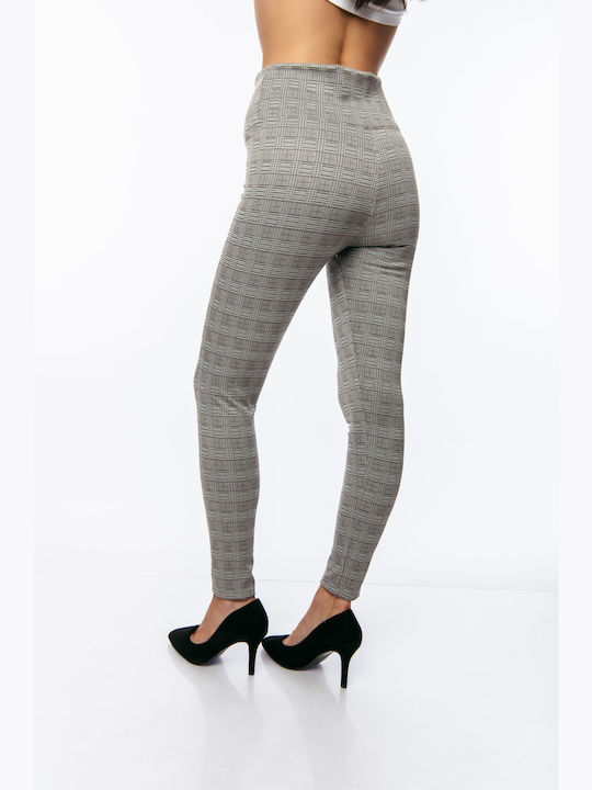 Dress Up Women's Fabric Trousers Checked Grey