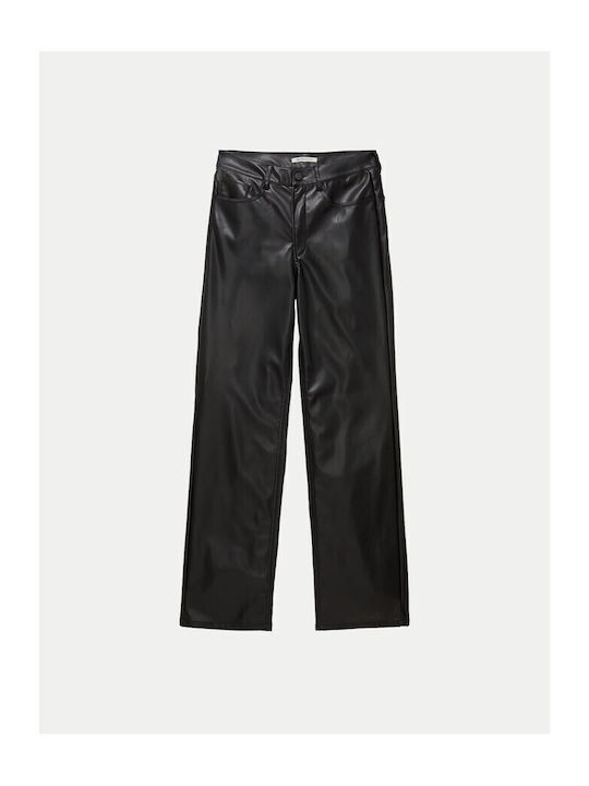 Emma Women's Fabric Trousers Straight Line Black