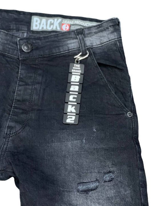 Back2jeans Pantaloni de Bărbați din Jean în Croială Slim BLACK T11A