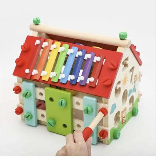 Kruzzel Shape Sorting Toy Little house made of Wood for 36++ Months