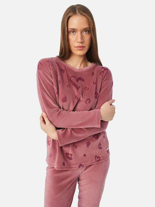 Minerva Winter Damen Pyjama-Set Fuchsia