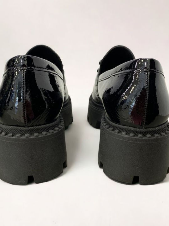 Basic Lackleder Damen Loafers in Schwarz Farbe