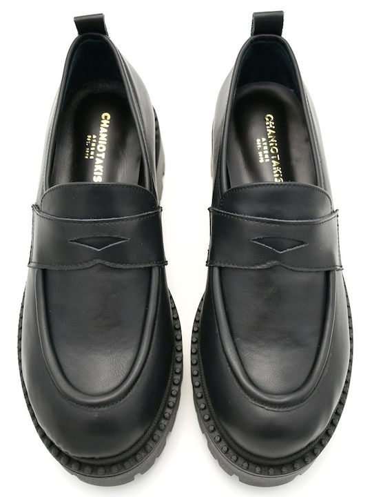 Leather Women's Loafers in Black Color