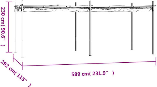 Metal Garden Arbour with Ceiling in Brown Colour 292x230cm
