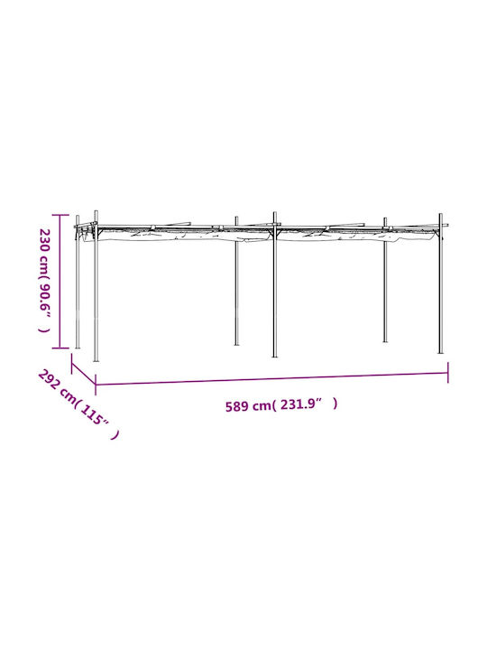 Gartenlaube aus Metall mit Decke in Grau Farbe 292x230cm