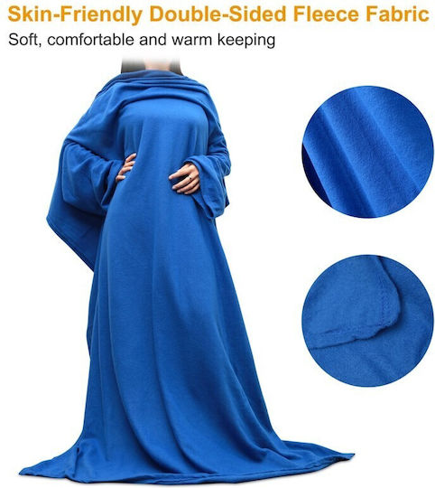 Fleece Decke mit Ärmeln 135x180cm Blaue