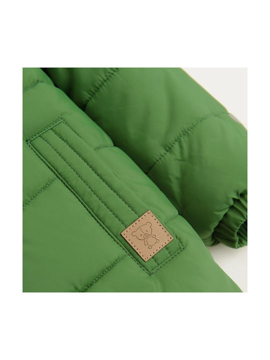 Kids Quilted Jacket with Lining & Hood Green