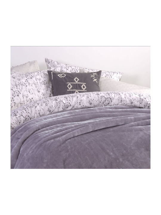 Nef-Nef Homeware Loft Velvet Blanket Super Double 220x240cm Light Gray
