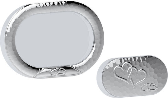 Slevori Cutie pentru Coroană de Nuntă Oval Argintiu 15x10εκ.