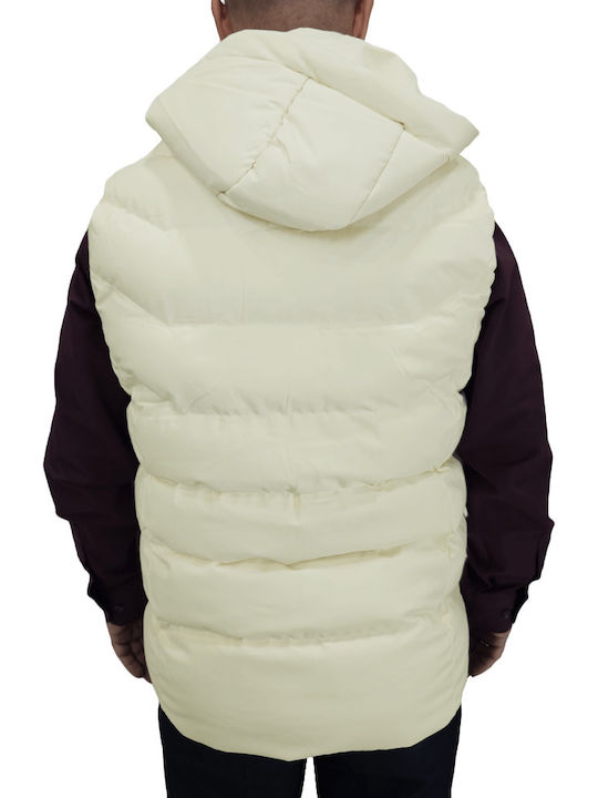 Dsplay Men's Winter Sleeveless Jacket Off White