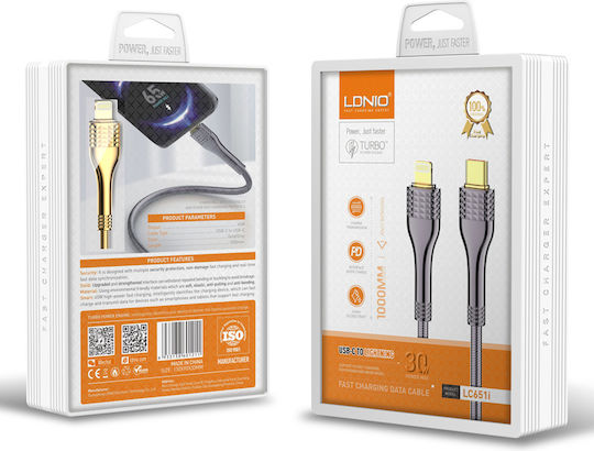 Ldnio LC651 USB-C to Lightning Cable 30W Χρυσό 1m