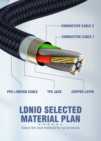 Ldnio LS691 Braided USB 2.0 Cable USB-C male - USB-A 30W Γκρι 1m