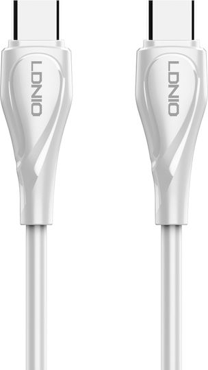 Ldnio USB 2.0 Cable USB-C male - USB-C 65W PD Λευκό 1m LC611C