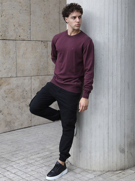 Yolofashion Men's Long Sleeve Sweater BORDO