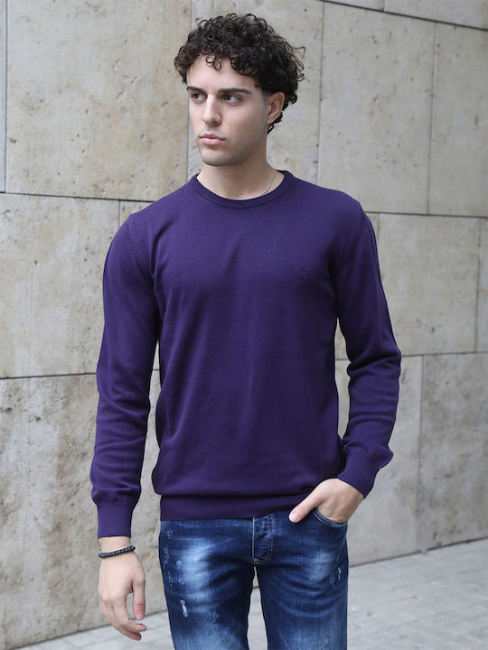 Yolofashion Men's Long Sleeve Sweater Purple