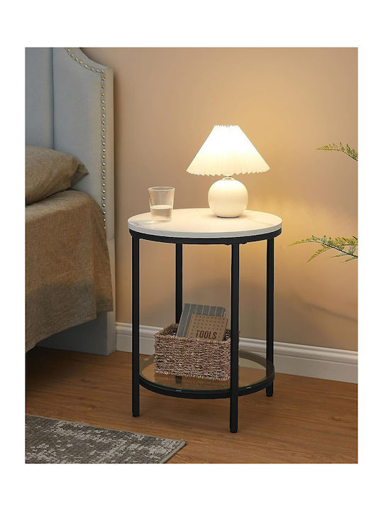 Round Black Glass Side Coffee Table W45xL45xH55cm