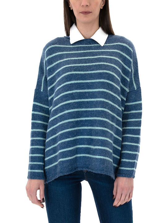 Namaste Women's Pullover Striped BLUE - SILVER