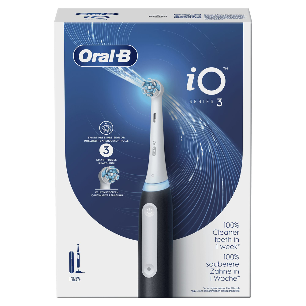 Oral-B Io Series 3 Ηλεκτρική Οδοντόβουρτσα με Αισθητήρα Πίεσης και Θήκη Ταξιδίου Black