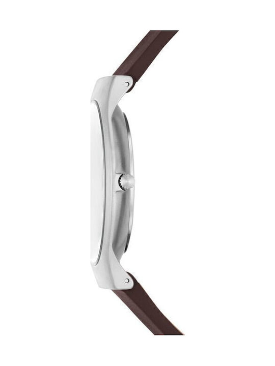 Skagen Sundby Ανδρικό Ρολόι 40mm Μπαταρίας με Καφέ Δερμάτινο Λουράκι