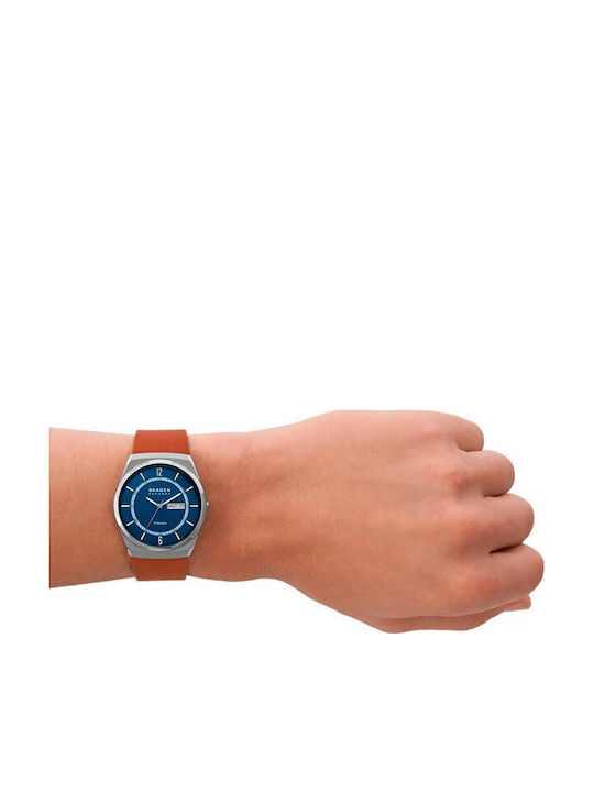 Skagen Мелбай Мъжки часовник 40мм На батерия с Кафява кожена каишка