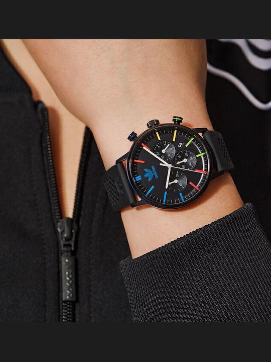 adidas Code One Men's Watch 40mm Chronograph Battery with Black Rubber Strap