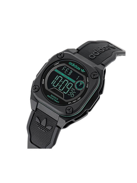 Adidas City Tech Two Digital Uhr Batterie in Schwarz Farbe