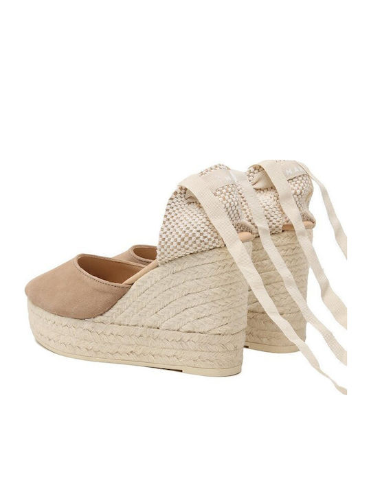 Hamptons Damenplattformen in Stil Espadrilles Braun