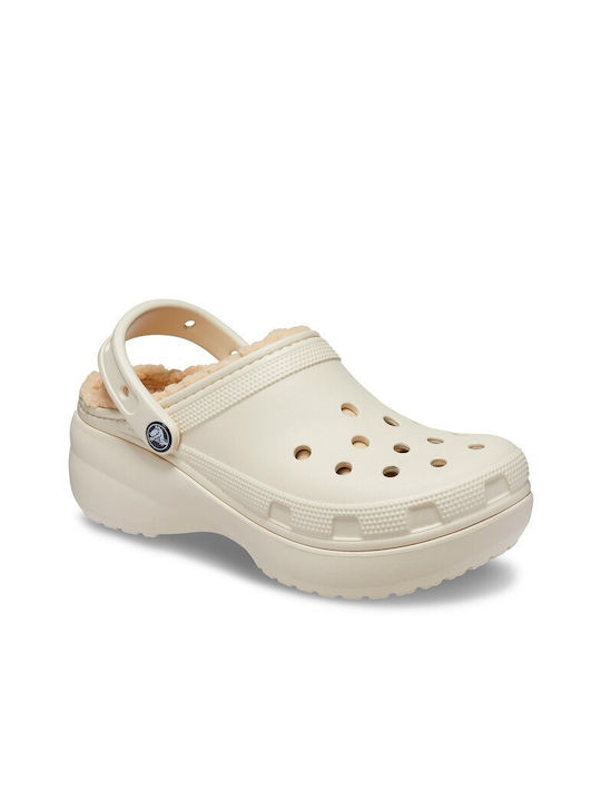 Crocs Classic Platform Lined Clog Clogs Beige