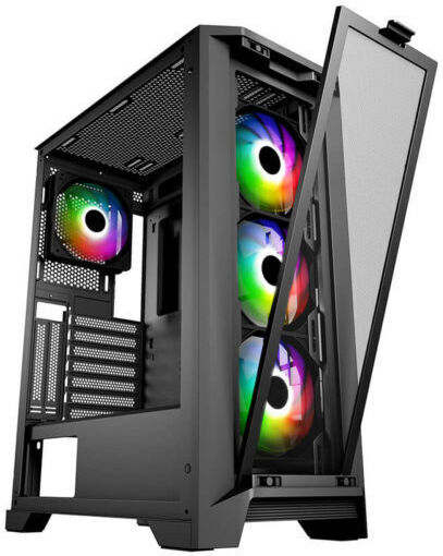 Supercase 29a Series Ackerman Gaming Midi Tower Κουτί Υπολογιστή με Πλαϊνό Παράθυρο και RGB Φωτισμό Μαύρο