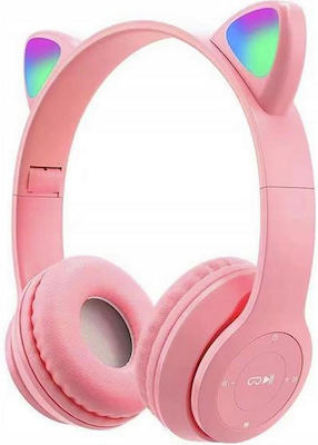 P47M Cat Ear Wireless/Wired On Ear Headphones Pink