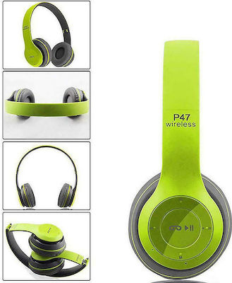 P47 Wireless/Wired On Ear Headphones Green / Black