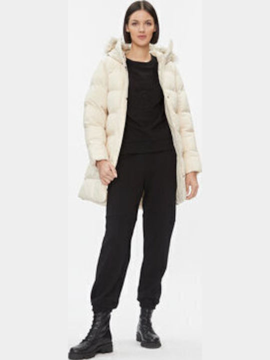 Blossom Women's Short Puffer Jacket for Winter Ecru.