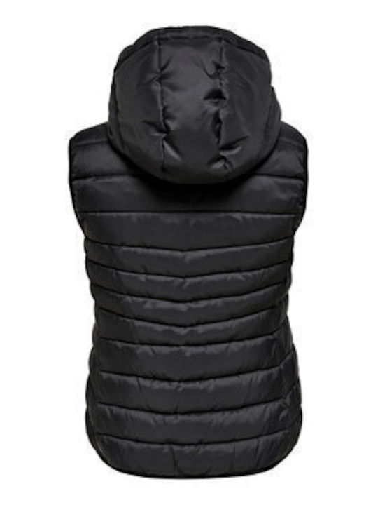 Only Kurz Damen Ärmellos Puffer Jacke für Winter ΜΑΥΡΟ