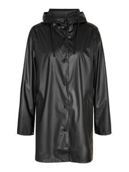 Women's Short Puffer Jacket Waterproof for Winter BLACK