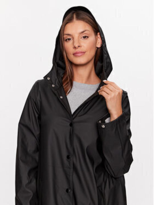 Women's Short Puffer Jacket Waterproof for Winter BLACK