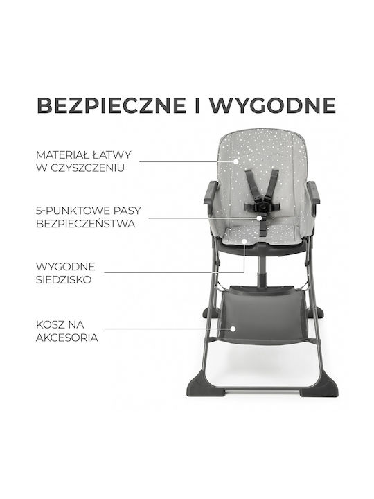 Kinderkraft Foldee Foldable Highchair with Adjustable Height Gray