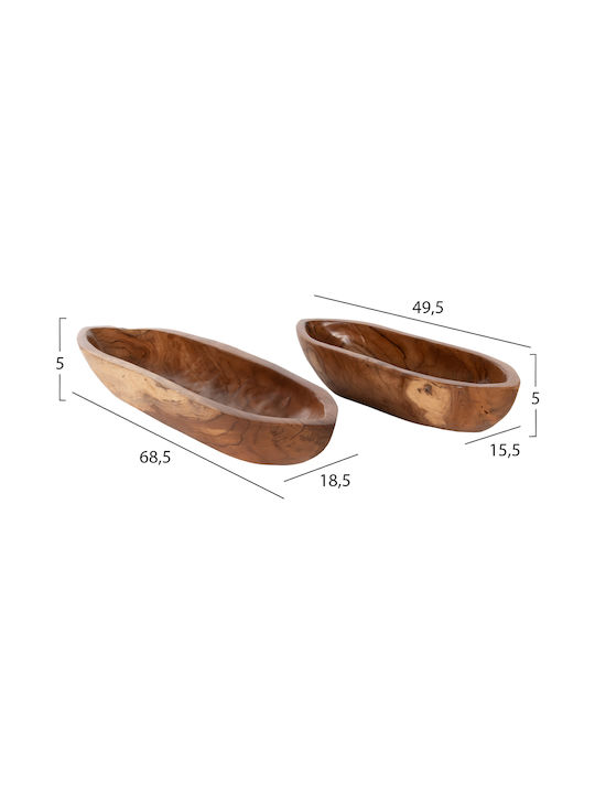 HomeMarkt Διακοσμητικό Μπωλ Ξύλινο Κίτρινο 68.5x18.5x9cm