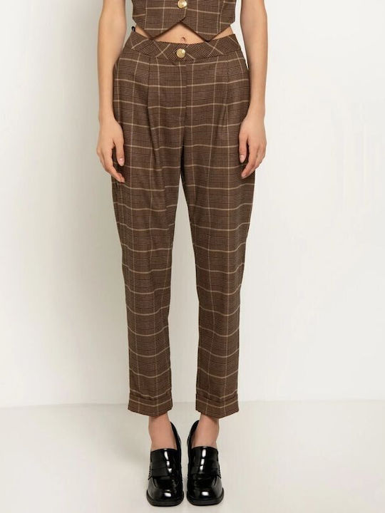 Toi&Moi Women's Fabric Trousers coffee