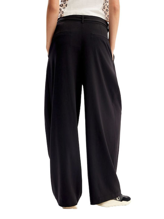 Desigual Women's High-waisted Fabric Trousers Black