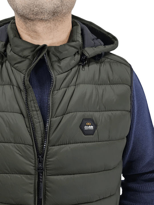 Double Ärmellos Herren Winter Jacke Puffer ΛΑΔΙΝΟ ΧΑΚΙ.